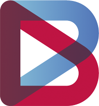 Logotipo abstracto azul y rojo.