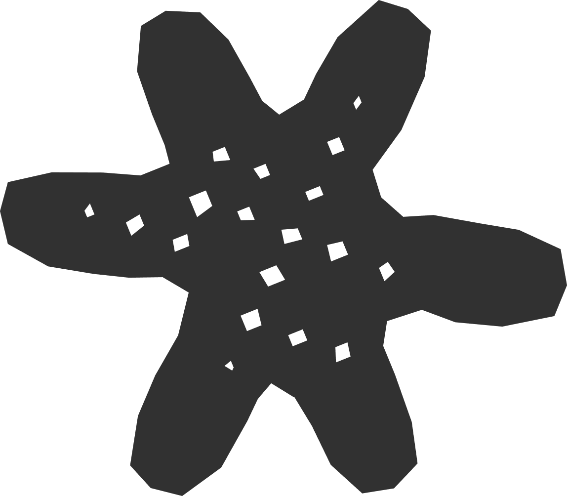 Estrella de mar dibujada en negro sobre fondo transparente.
