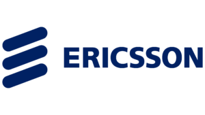 Logo de Ericsson en fondo verde.